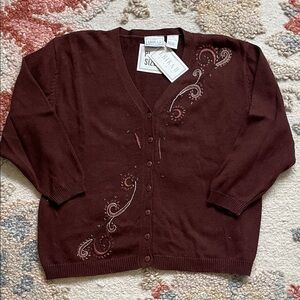 Erika Deep Brown Embroidered Cardigan